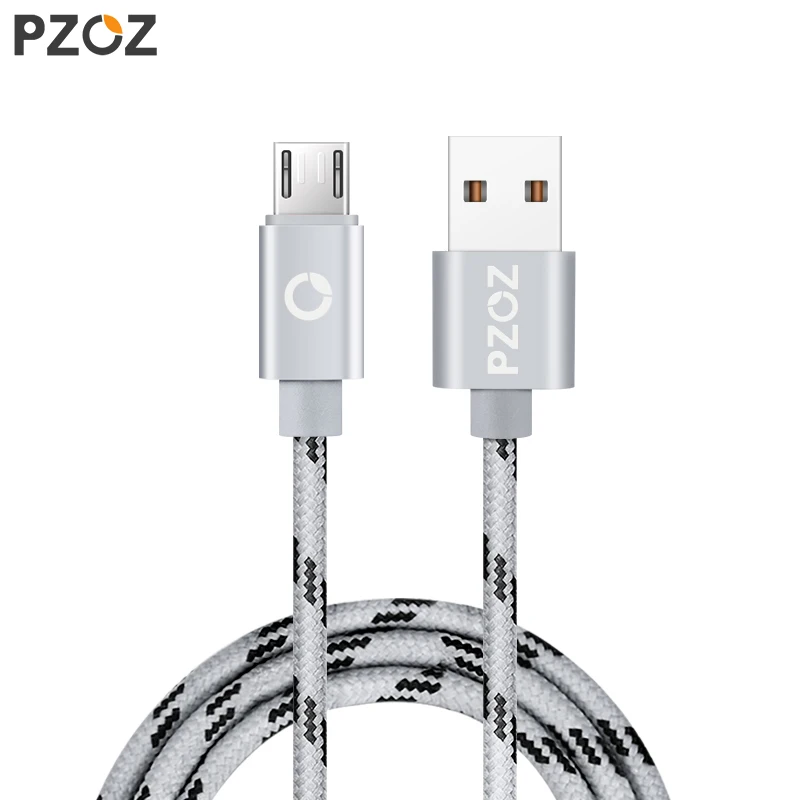 PZOZ Micro Usb кабель для быстрой зарядки для samsung Galaxy Xiaomi Android мобильных телефонов Зарядное устройство Microusb шнур провод короткий адаптер 2a - Цвет: Silver