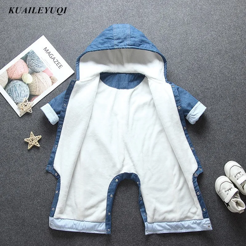

2018 Cold Winter coat cowboy Rompers Baby Clothes Children Boy Girl Jumpsuit Kids Down Cotton Overalls snowsuit Hoodies Clothing