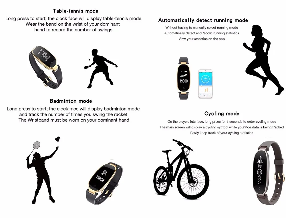 Kencool Smart Wristband S3+A Dynamic Heart Rate Exercise Smart Bracelet Lady Waterproof Smart Band Girl Women