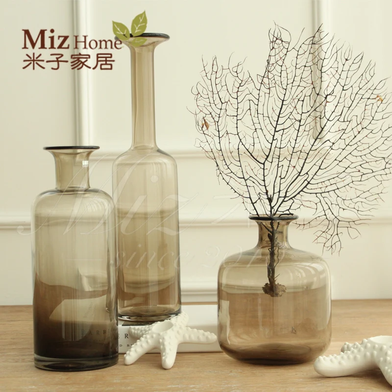 Bx Yonago Upscale Home Retro Brown Transparent Brown Glass Vase