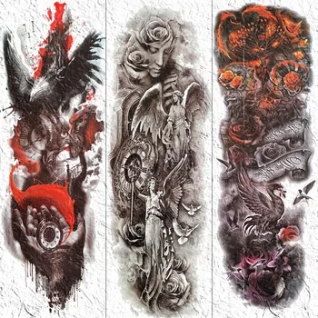 

Watercolor Statue Of Liberty Anlgel Temporary Tattoos For Men Women Waterproof Fire Phoenix Tatoos Body Art Fake Tattoo Sticker