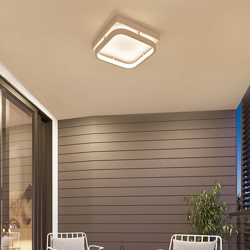 

White Black Modern LED Chandeliers for Hallway Porch Balcony Lamp Interior Lighting square aluminum iron indoor lamp fixtures