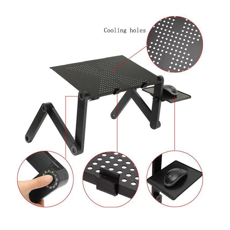  SUFEILE Aluminum Laptop Folding Table Computer desk Stand for Bed 360 degree rotation MultiFunction