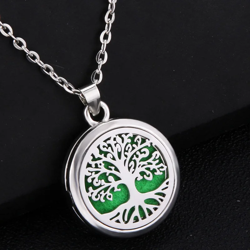 Beautiful Flower Aroma Box Pendant Necklace Magnetic Aromatherapy Essential Oil Diffuser Perfume Box Locket Pendant Jewelry 27mm