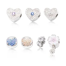 High quality 925 Silver Crystal Radiant Hearts Charm Fit Europe Original Pandora Charm Bracelet Jewelry Gift js1477