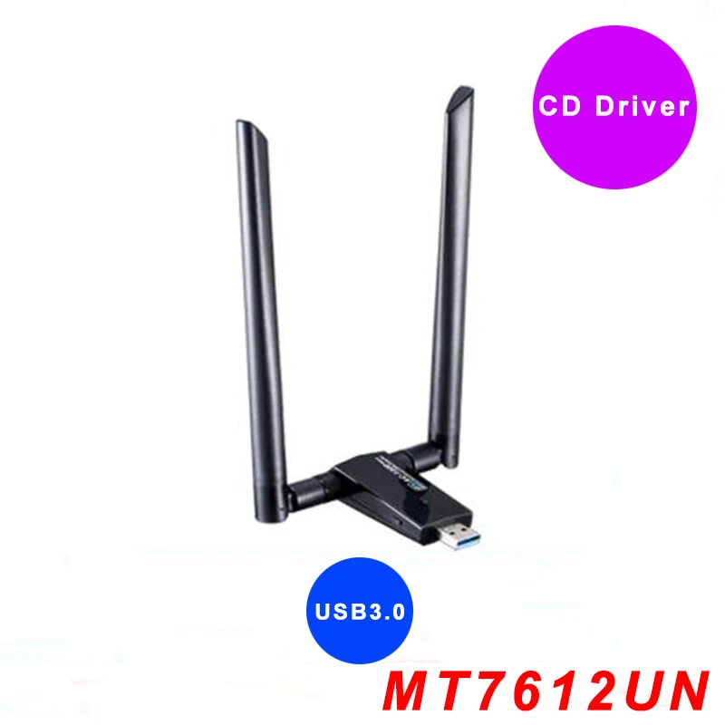Wifi сетевая карта AC1200Mbps USB3.0 беспроводная WiFi антенна адаптер MT7612U IEEE 802.11AC Wifi ключ приемник передатчик - Цвет: CD Driver