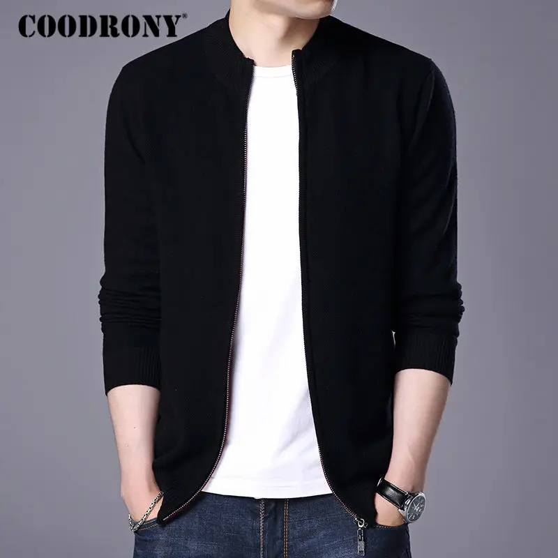 

COODRONY Turtleneck Cardigan Men 2018 New Winter Thick Warm Sweatercoat Mens Merino Wool Cardigans Zipper Cashmere Sweaters 7319