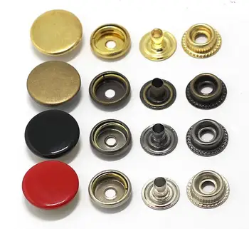 

100sets 12/15/17/20mm Brass Metal Snap Button Fastener With 4 Piece DIY Fixing Press Stud Clothing Sewing Tool Golden 201 Button