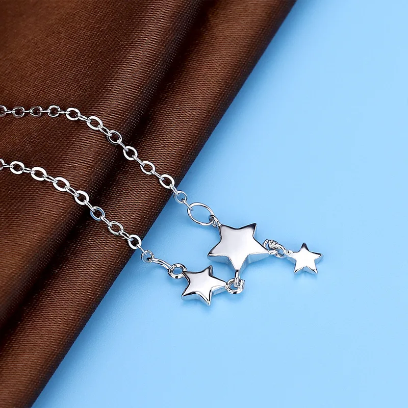 

Anenjery 925 Sterling Silver Little Star Clavicle Chain Necklace For Women S-N217