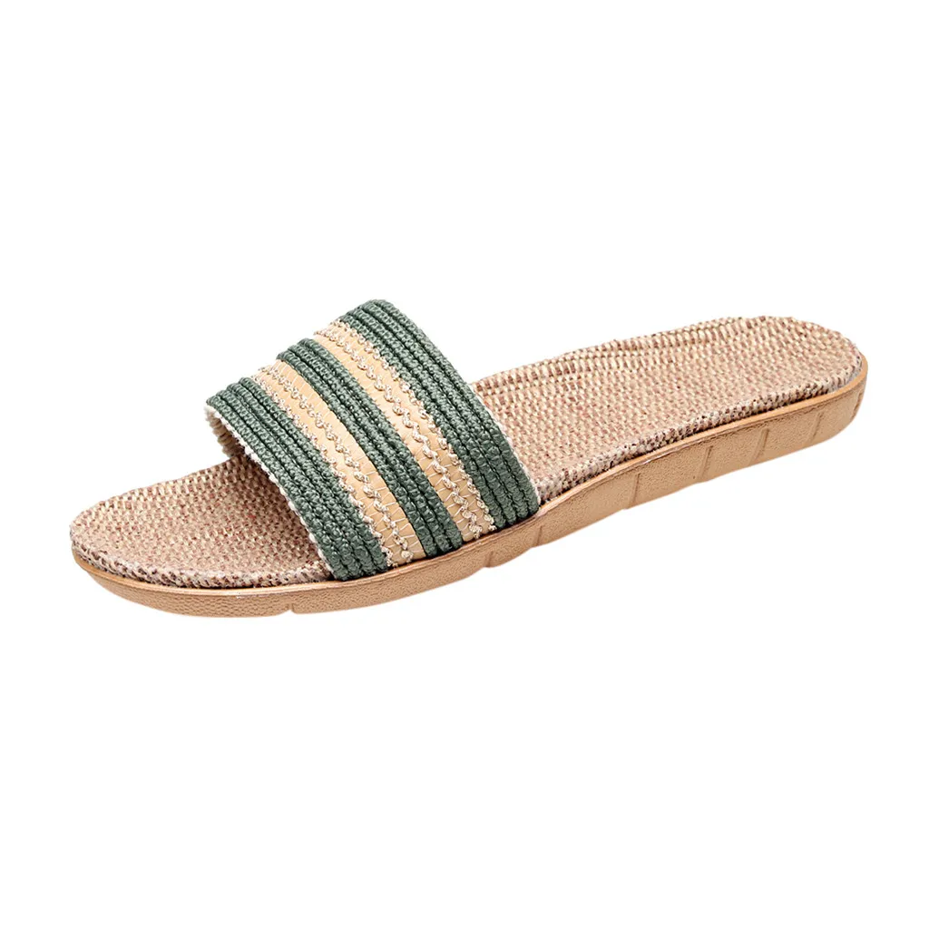 

Women Fashion Anti-slip Linen Home Indoor Open Toe Flat Shoes Beach Slipper summer new casual Non-slip Round Toe Slippers Apr 9