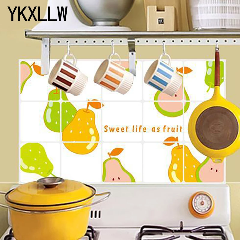 18*30Inch Fruit Pear Kitchen High Temperature Removable Aluminum Foil Art Decoration Home Stickers Oil Wall | Дом и сад