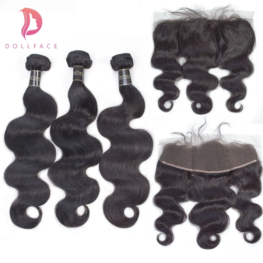 Dollface Cambodian 3 Human Hair Bundles With Frontal Body Wave