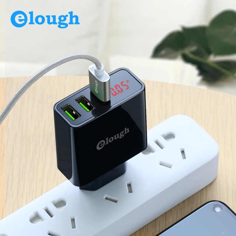 Elough 3A USB зарядное устройство для iPhone samsung xiaomi huawei светодиодный дисплей 3 порта Быстрая зарядка Путешествия стены мобильного телефона зарядное устройство адаптер