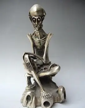 

Set of decorative Chinese hand-carved - Tibetan silver bronze statue