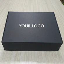 100 шт./лот, Заказные черные гофрированные упаковочные коробки, упаковочная коробка с логотипом, упаковочная коробка для одежды, волос, париков, подарочная коробка