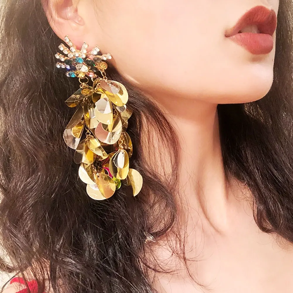 TrinketSea Hyperbole Floral Waterfall Flower Tassel Earrings For Women