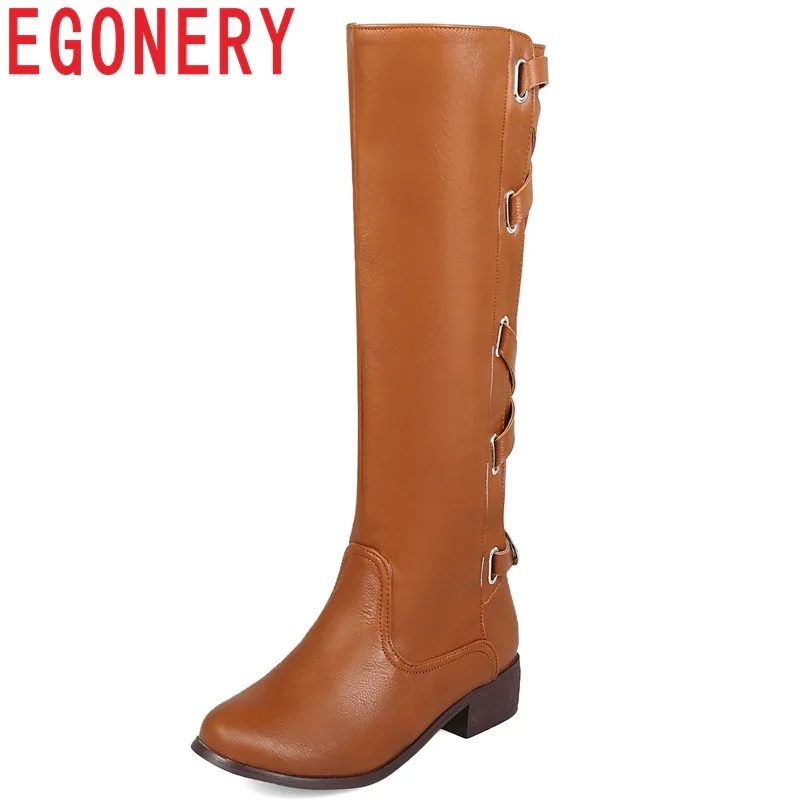 Basso Comode Più Donne Rotonda black Cerniera Ginocchio Egonery Beige Tacco Stivali Punta Delle Grandi Al Fuori Quadrato brown 2018 yellow Scarpe Modo Nuovo Inverno Di Dimensioni Alti qZwEZza