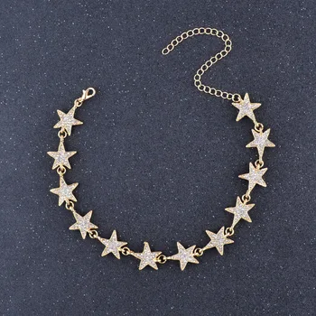 

Fashion Crystal Stars Link Chain Choker Necklace Trendy Luxury Rhinestones Neck Collar Necklace Jewelry