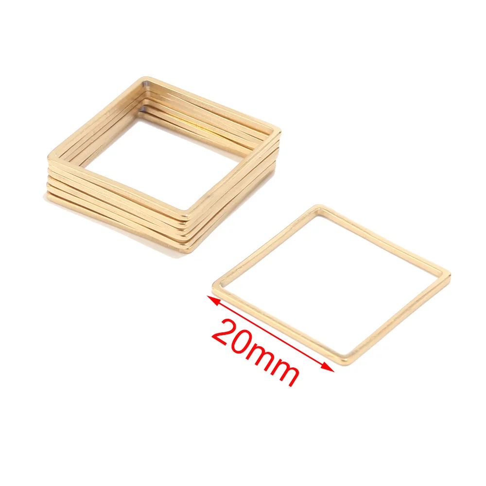 Gold Square 40 шт./лот, серьги-капли из нержавеющей стали, компоненты, подвески-соединители в форме капель в форме сердца, изготовление сережек - Цвет: Gold Square