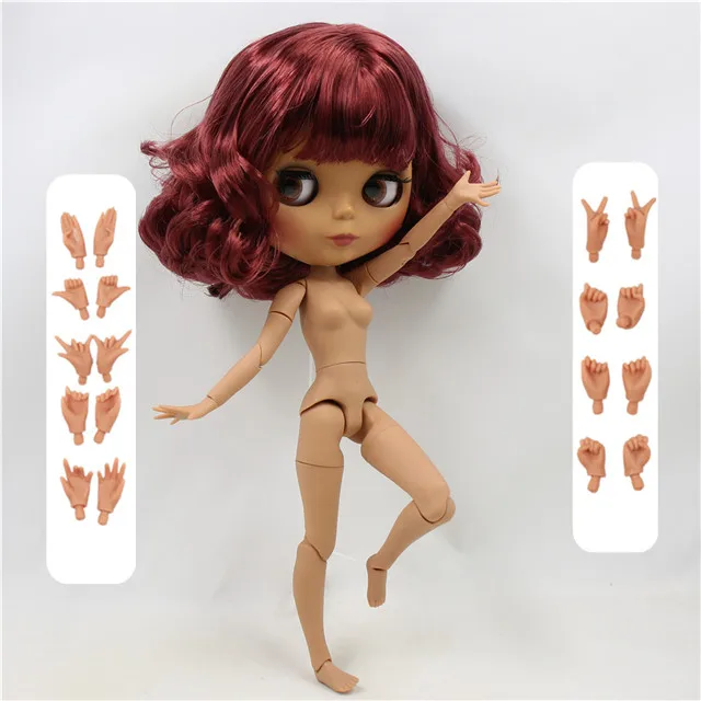 doll with hand AB Фабрика Блит куклы 1/6 bjd совместных тело темно-матовая кожа лица, цвет красного вина, пупс 30 см BL12532 - Цвет: doll with hand AB