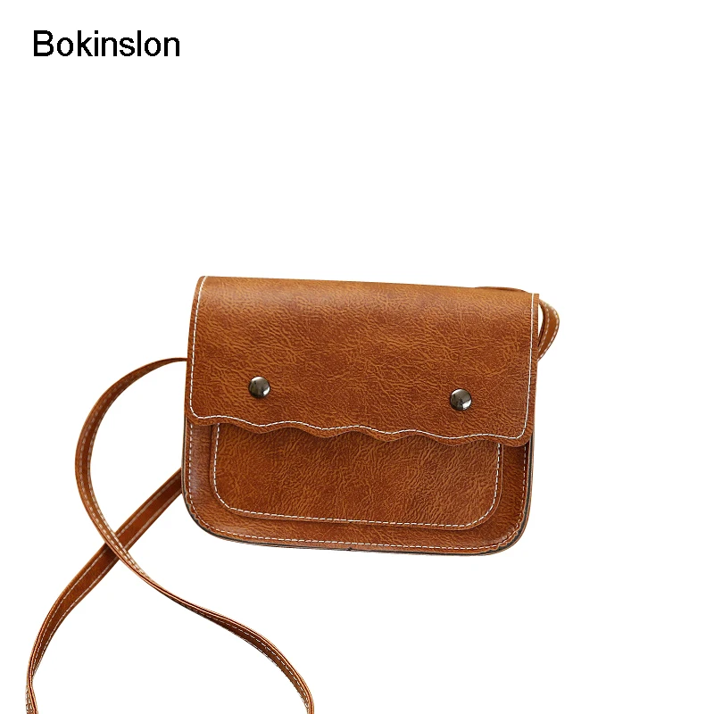 

Bokinslon Retro Small Bags For Women PU Leather Cover Type Woman Shoulder Bags Simple Popular Female Crossbody Bag