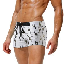 Летний Пляжный купальный костюм шорты для плавания мужские плавки мужские шорты с принтом жирафа Мужской купальный костюм Sunga бикини купальный костюм