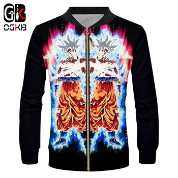 

OGKB Anime Zipper Jackets Men's Funny Print Dragon Ball Z 3d Jacket Anime Goku Coats Man Brand Sportswears Cartoon Plus Size 6xl