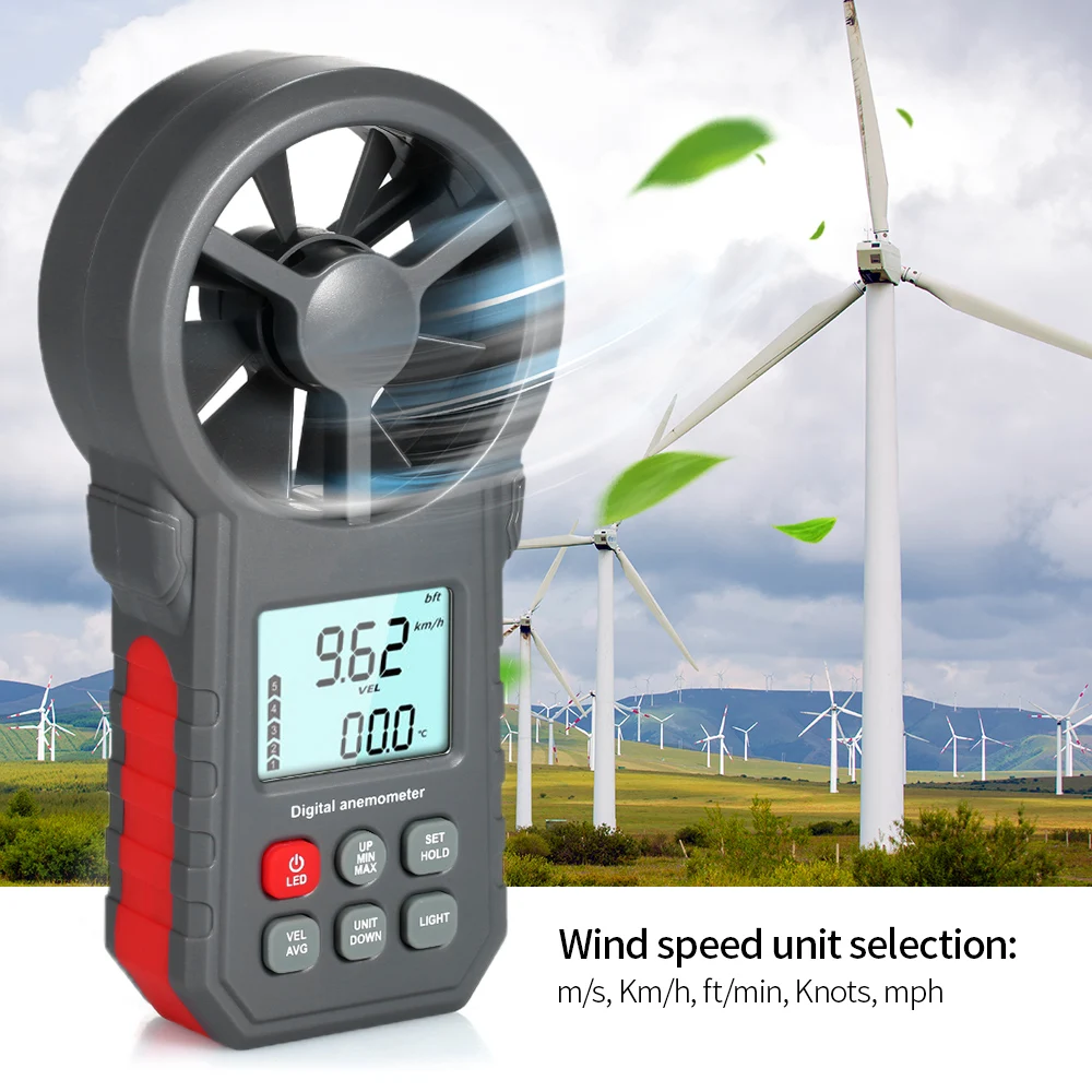 Профессиональный ЖК-цифровой анемометр, измеритель скорости ветра, измеритель скорости ветра/инструмент для испытания воздуха, измеритель скорости ветра с фонариком