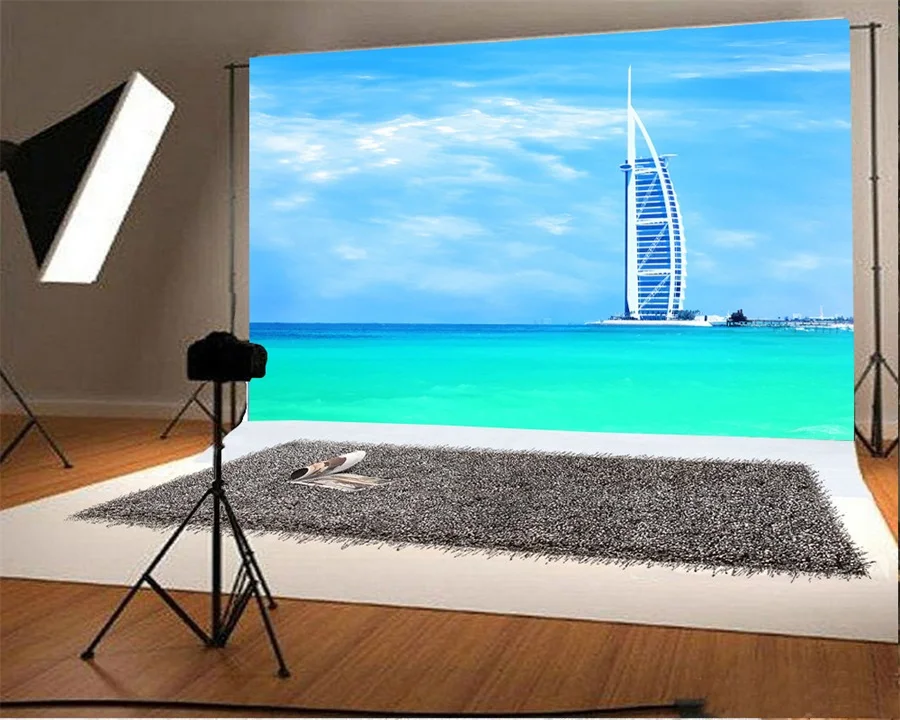 Laeacco Burj Al Arab Hotel Jumeirah Beach Photography Backdrops Laeacco Burj Al Arab Hotel Jumeirah Beach Photography Backdrops Vinyl Backdrop Custom Backgrounds For Photo Studio In Background From Consumer