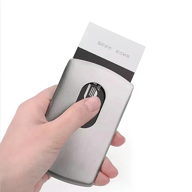 

Stainless Stee Moving Portable Business Card Box Holder Attractive Name Card Case Accessory Business Card Box Holder Convenient