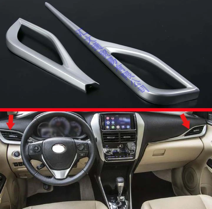 Для Toyota VIOS украшение автомобиля ABS хром матовый Вентиляционный Выход крышка приборной панели отделка рамка литьевая гарнитура