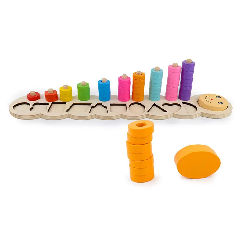 Деревянный пончик игрушка укладки Геометрическая численное соответствия головоломки образовательных малышей игрушки для детей MF0664H