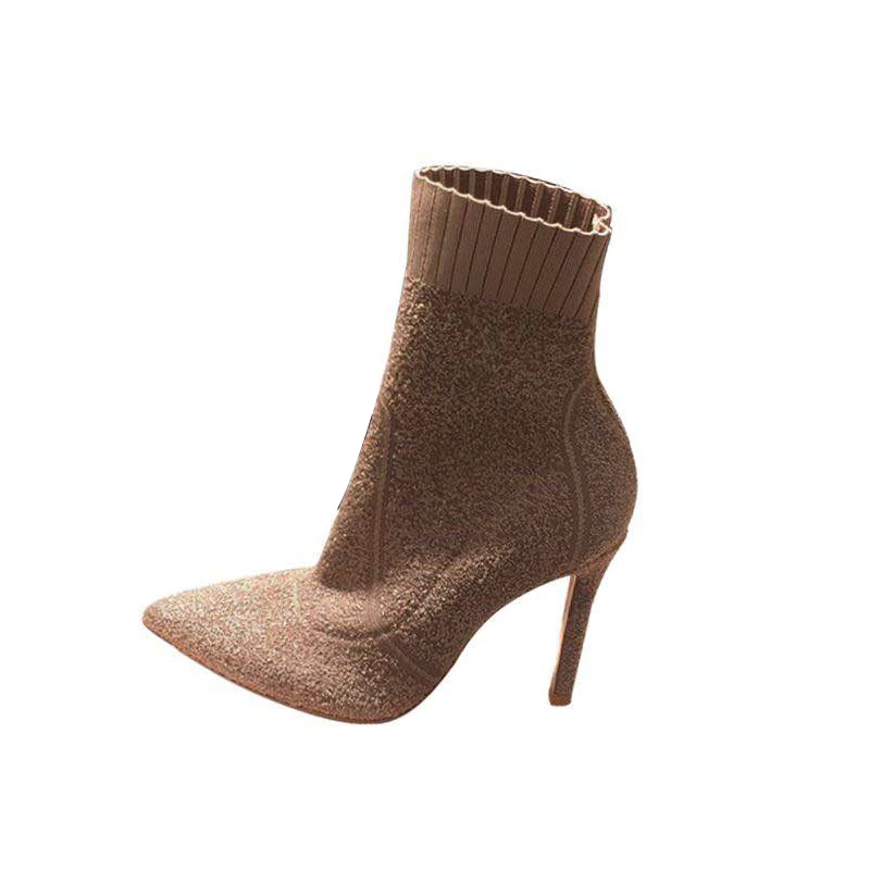 7cm Femmes Chaussons Tricot Bout Mode Bottes Talons Printemps Boucle 9cm 9cm Noir Été Haut Cheville Stiletto Femme 2019 7cm Pointu Kaki edrxBoC