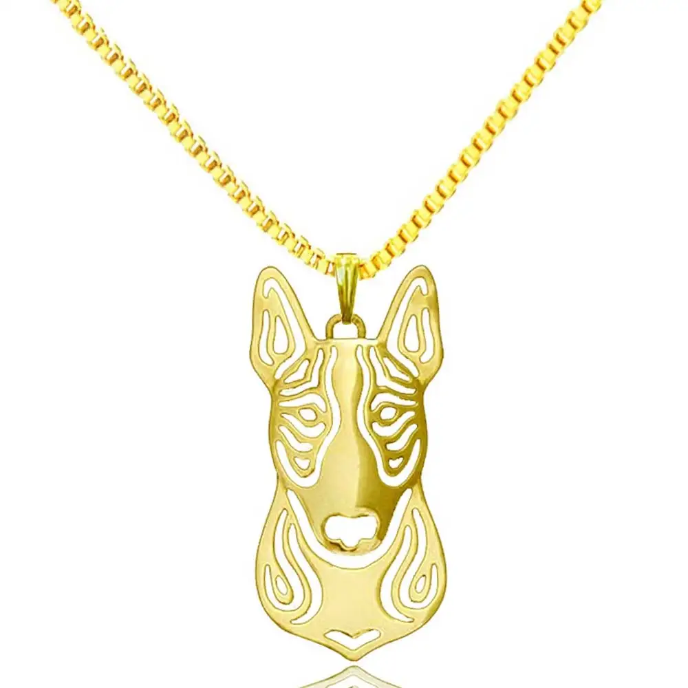 Boho Chic Bull Terrier Pendant Gold color Necklaces Unique Handmade Dog Jewelry Wholesale 2017