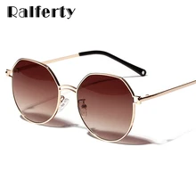 Ralferty женские ретро очки металлическая оправа солнцезащитные очки UV400 коричневые солнцезащитные очки с градиентным затемнением Gafas Feminino Oculos De Sol W813045