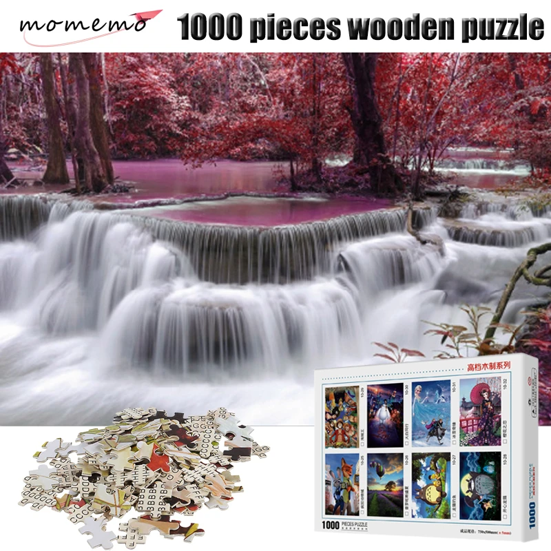 

MOMEMO Forest Waterfall Figure Puzzle 1000 Pieces Wooden Jigsaw Puzzle for Adults Assembling Toys Puzzle Game Children's Toys