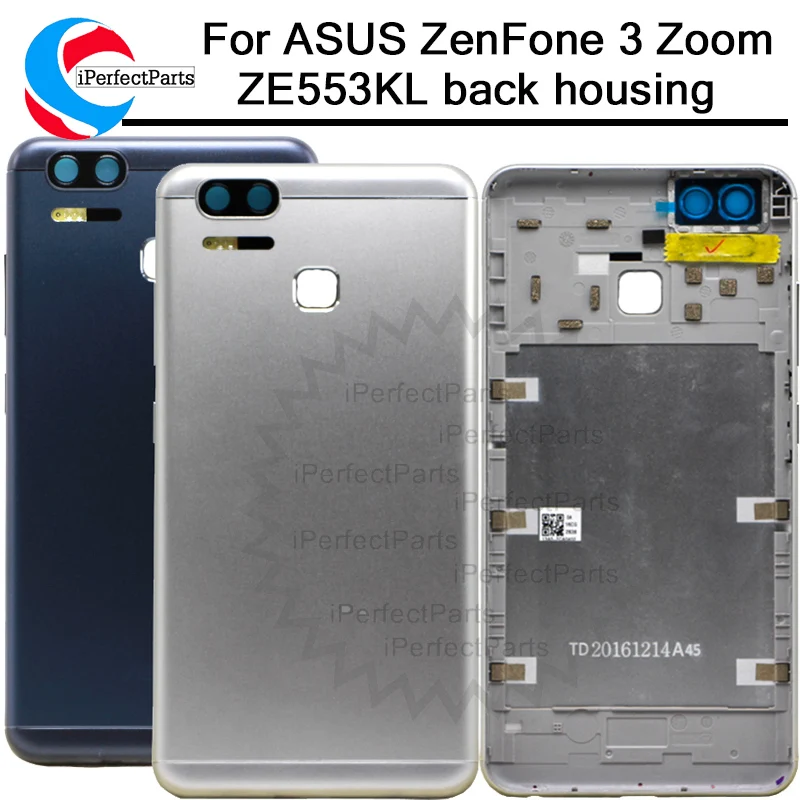 

NEW Silver Black Housing 5.5" for ASUS ZenFone 3 Zoom ZE553KL Back Battery Cover Case with Volume Power Button Camera Lens