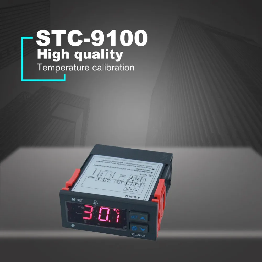 STC-9100 iIntelligent регулятор температуры холодильное размораживание сигнализация выход двойной датчик терморегулятор термометр