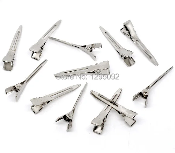 

200Pcs Silver Tone Prong Barrettes Hair Clips Alligator Clips Jewelry Findings Charms Wholesale 45x10mm