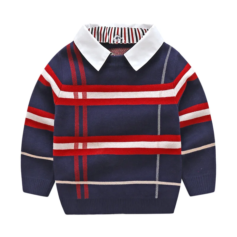 2018 Autumn Boys Sweater Plaid Children Knitwear Boys Cotton Pullover Dual Collar Sweater Kids Fashion Outerwear Toddler HTB1C E X2LsK1Rjy0Fbq6xSEXXaL - 2018 Autumn Boys Sweater Plaid Children Knitwear Boys Cotton Pullover Dual Collar Sweater Kids Fashion Outerwear Toddler