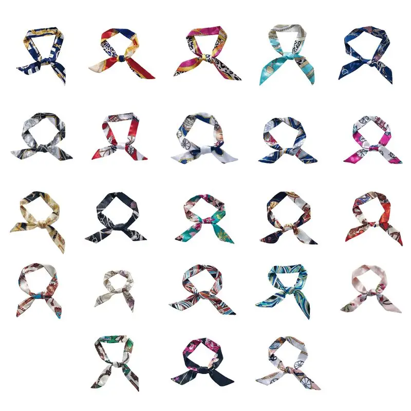 

Fashion Women Small Ribbon Scarf Hair Band Bag Tied Handle Silk Wraps
