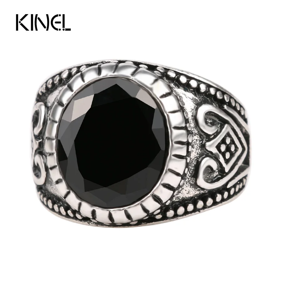 vintage black mens rings round silver plated medieval popular jewelry punk rock ring for men party - Medieval Wedding Rings vintage black mens rings round silver plated medieval popular jewelry punk rock ring for men party - Medieval Wedding Rings