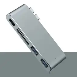 Двойной Тип C до 2 USB 3,0 SD Card Reader зарядки 5in1 адаптер для Macbook Pro 6J17 Прямая доставка