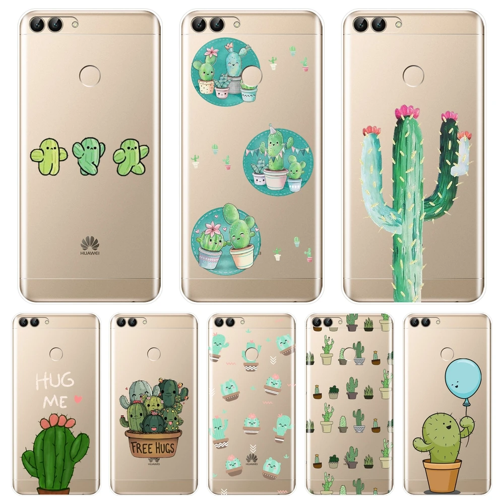 Funda trasera suave de Cactus para Huawei P20 Pro P9 P10 Plus P, funda de para teléfono inteligente P7 P8 P9 Lite Mini 2017|Fundas antigolpes para teléfono| -