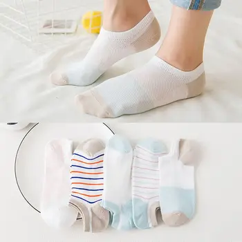 

New Summer Cotton Women Sock Slippers Light Color Breathable Mesh Fresh Ladies Socks Pinstripe Female Girls Short Socks 1 Pair