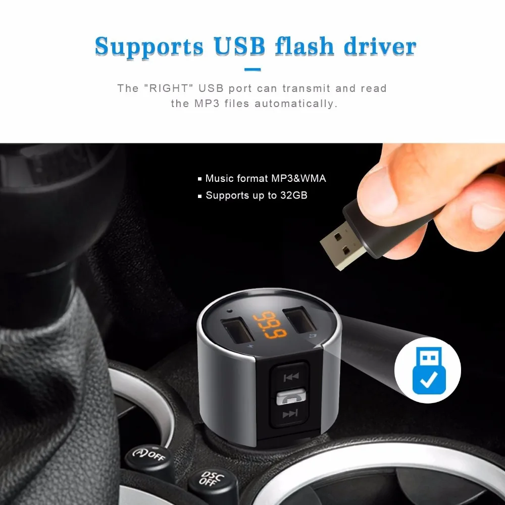 Cena Nadajnik bluetooth fm bezprzewodowy w samochodzie MP3 odtwarzacz V4.2 zestaw samochodowy bluetooth nadajnik radiowy fm Modulator podwójny port ładowarki usb