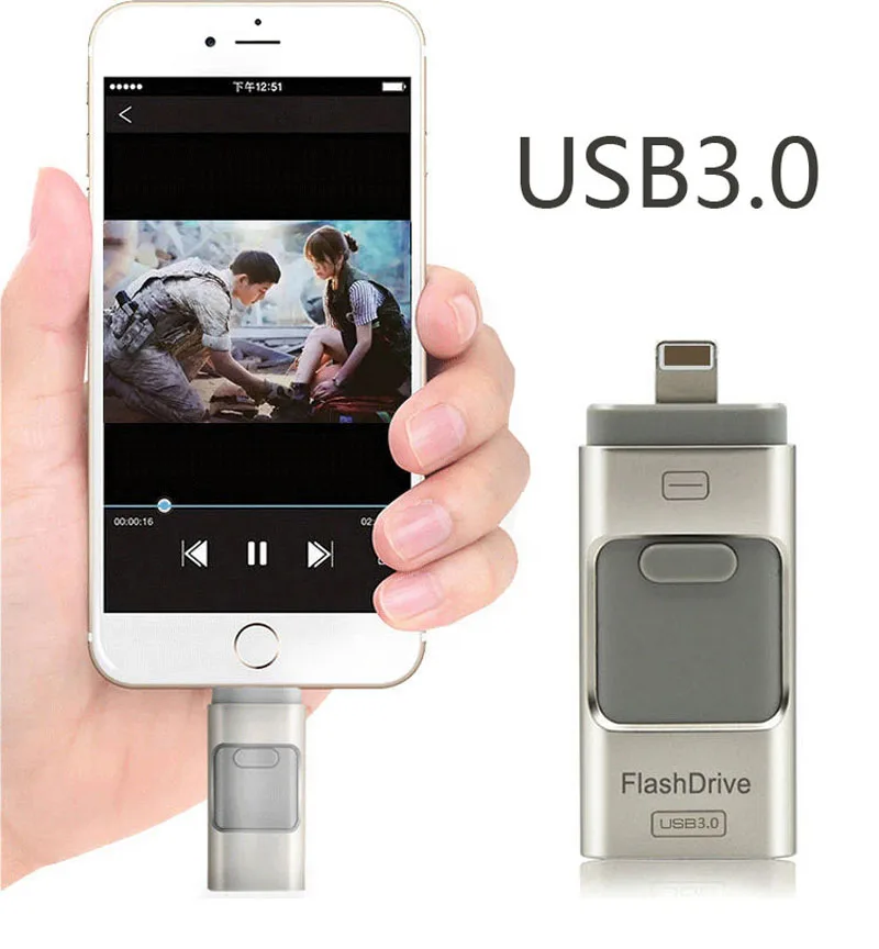 

USB 3.0 Metal 8GB 16GB 32GB 64GB 128GB Thumb Drive Memory Stick For iPhone 6 6S Plus 5 5S iPad Pro Air Computer PC U Flash Disk