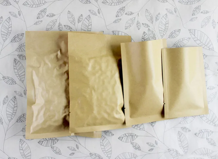 100 шт плоское дно крафт-бумажный мешок с открытым верхом чайный порошок кофе Ziplock мешок бумажный подарок свадебный мешок термогерметичный Вакуумный пакет