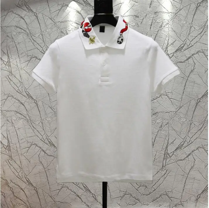 bordado cobra vermelha moda polo camisa hip