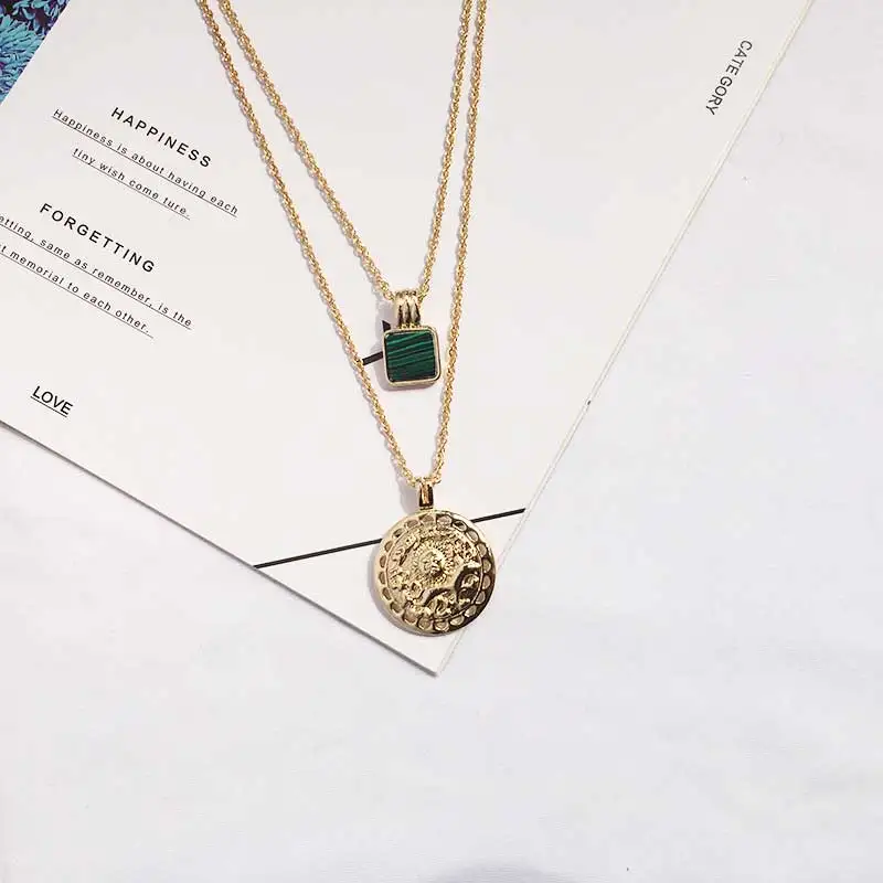 WTLTC винтажное ожерелье с кулонами в виде монет для женщин Изящные цепочки Многослойные Чокеры Женские Подвески ожерелье богемное украшение